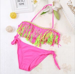 Beach Retro girls Fringe Tassel Bikini swimsuit