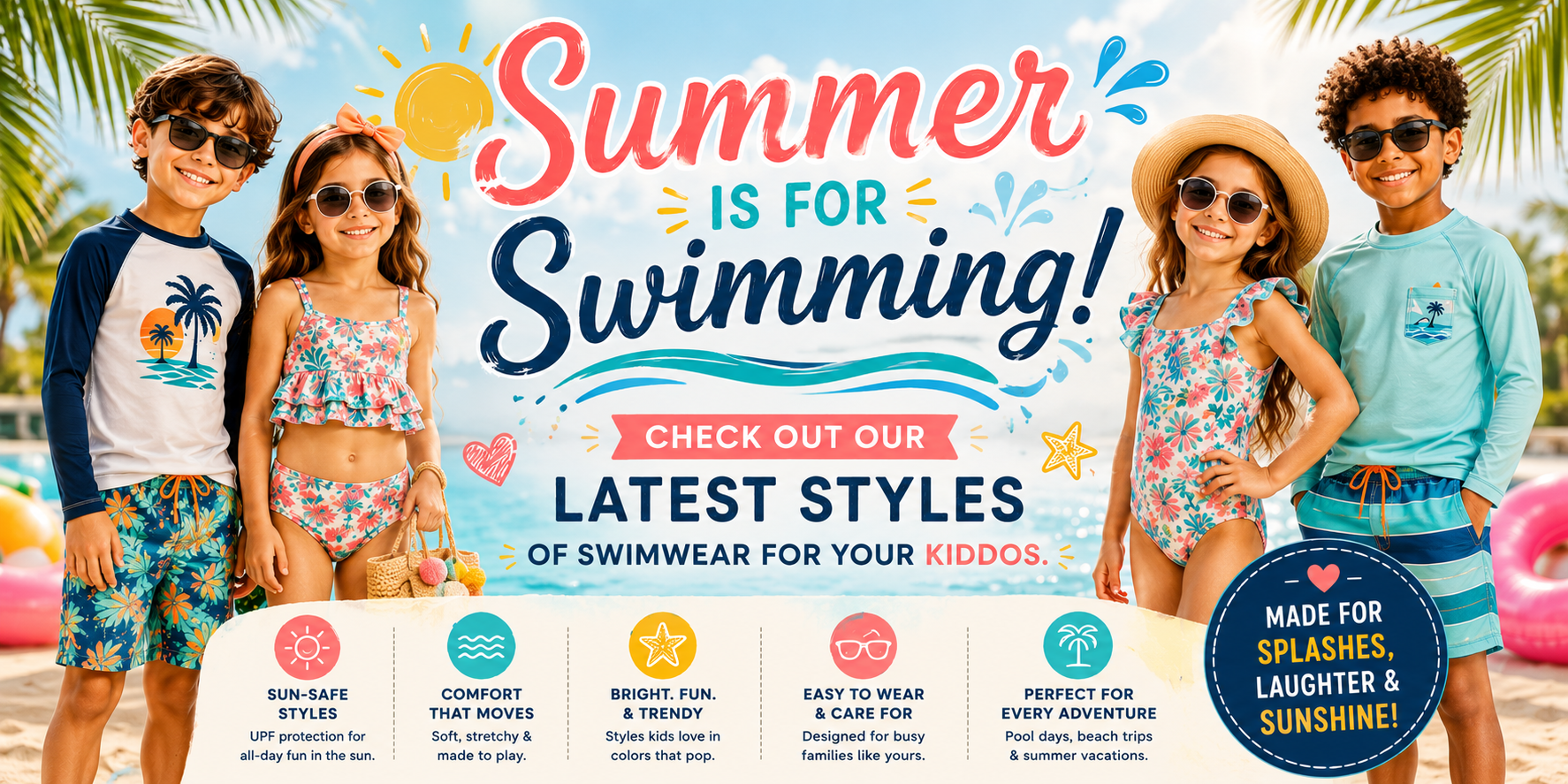 Banner Summer fun in bright swimwear styles